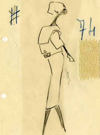 Boceto del taller de Balenciaga para la colecciĂłn verano 1951